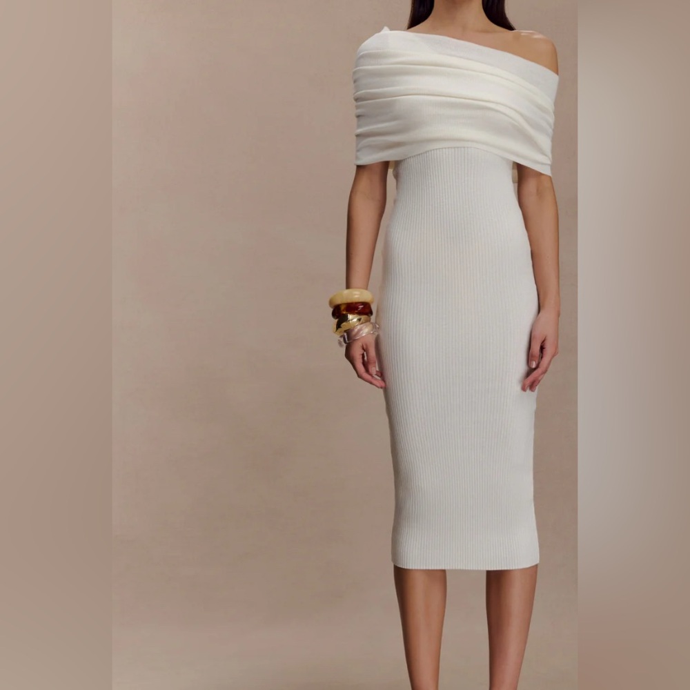Meshki One Shoulder Cream Dress